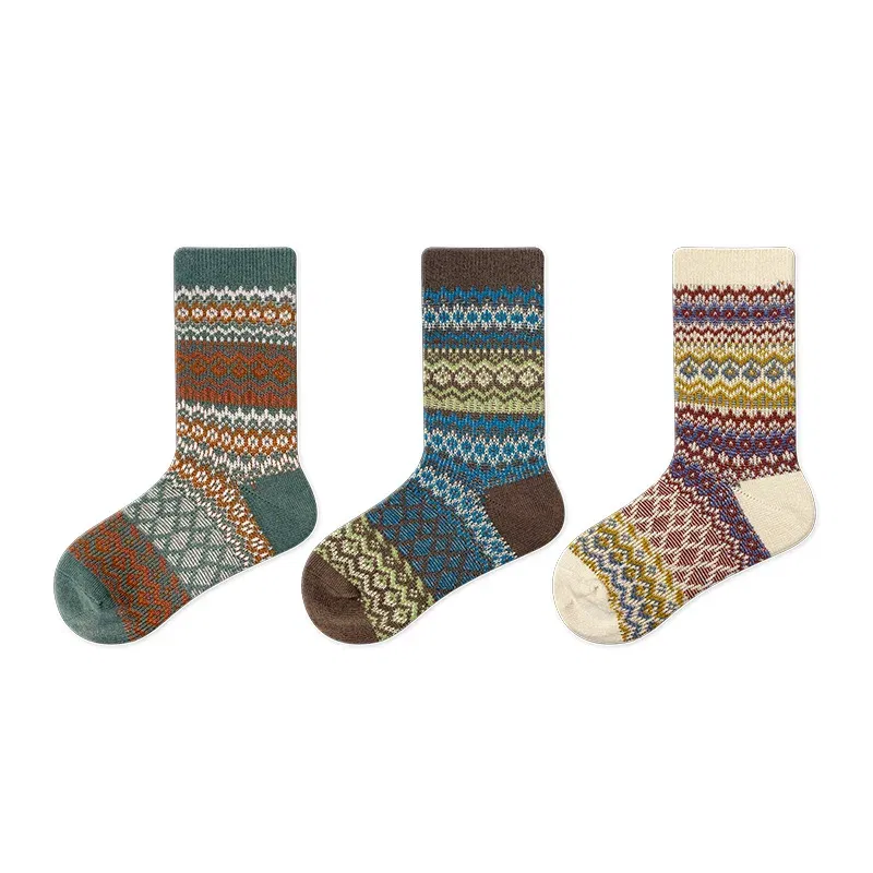 Color: Blue, Size: 7-9T - Three Pairs of Spring and Autumn New Children's Double Needle Double Road Boneless Zero Line Combed Cotton Comfortable Socks