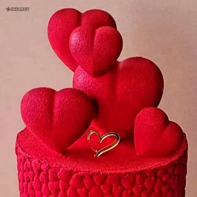 Color: Gold - 1Pcs Acrylic Cake Toppers Supplies Hearts Baking Dessert Flag Placard Decoration Proposal Anniversary Wedding Birthday Party