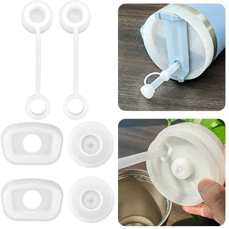 Color: Light Grey - Silicone Spill Proof Compatible for Stanley Cup 1.0 40oz/ 30oz Tumbler Water Cup Anti Leakage Accessories Stopper Sets of 3/6