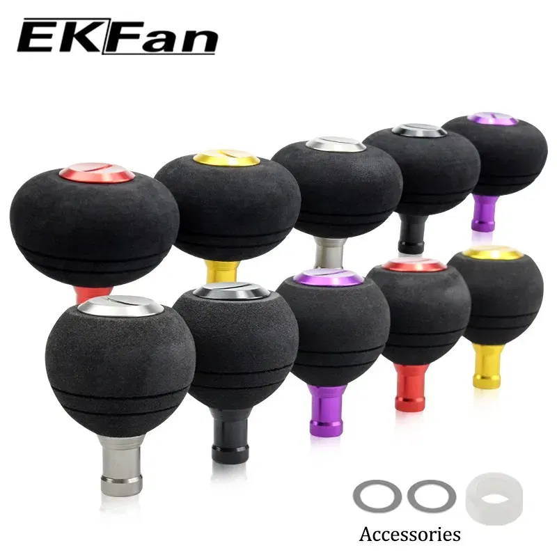 Color: Silver - EKfan 40/50MM  EVA Knobs Fishing Reel Handle For SHI&DAI Spining Baitcast 1000-5000