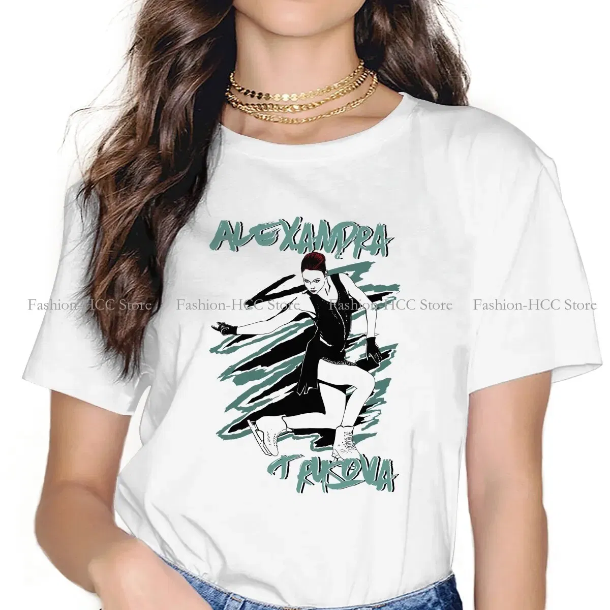 Color: WHITE, Size: S - Alexandra Unique TShirt Figure Skating Top Quality Hip Hop Graphic  T Shirt Stuff