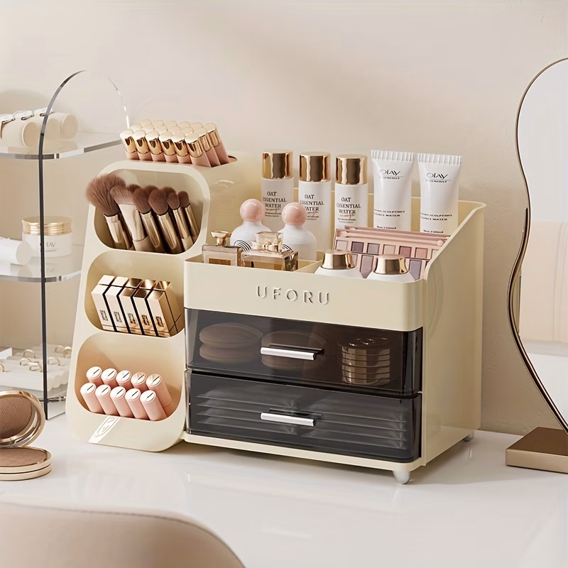 UFORU Large Capacity Cosmetic Organizer – Multifunctional Makeup Storage Box for Lipstick & Skincare