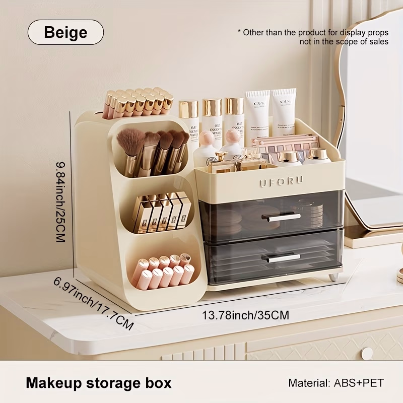 UFORU Large Capacity Cosmetic Organizer – Multifunctional Makeup Storage Box for Lipstick & Skincare