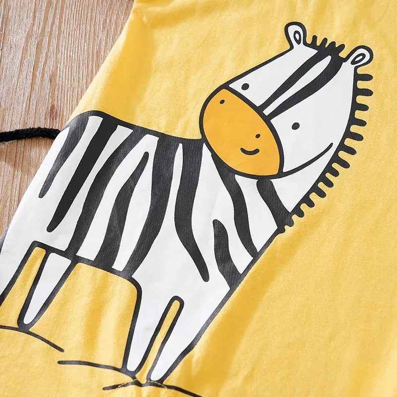 Kid Size: 6M - Summer Boys' Cute Cartoon Zebra All Cotton Comfortable Casual Round Neck Short Sleeve Baby Bodysuit