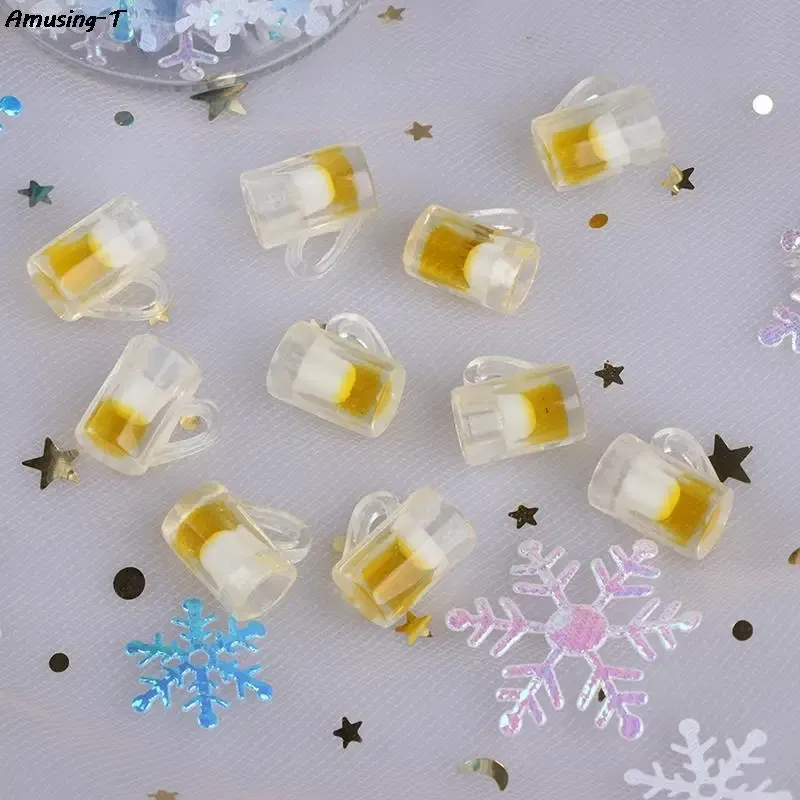 Color: Clear - 2/4/5/10pcs Miniature Resin beer cups Red Wine bottles Model Kitchen Furniture Accessory dinnerware Dollhouse Summer Must