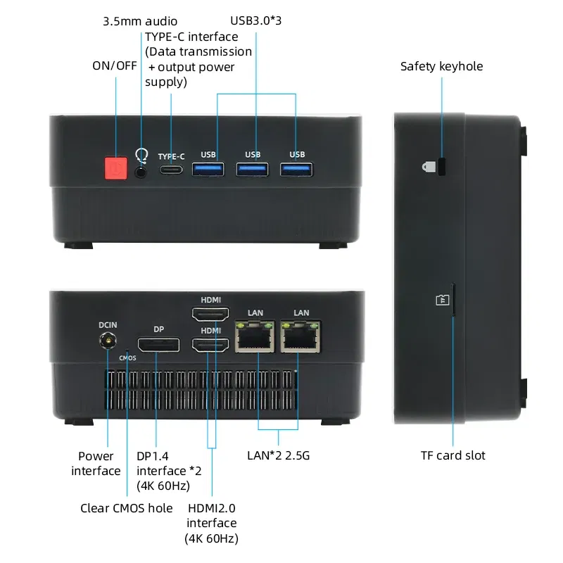 Cable length: 1.8m, Color: Blue, Ships From: CHINA - Top AMD R7 5800H 5700U 4800H R5 5500U 4500U Mini PC Supports up to 32GB RAM 2T NVME SSD WIFi6 Computer PC Win 11 Pro