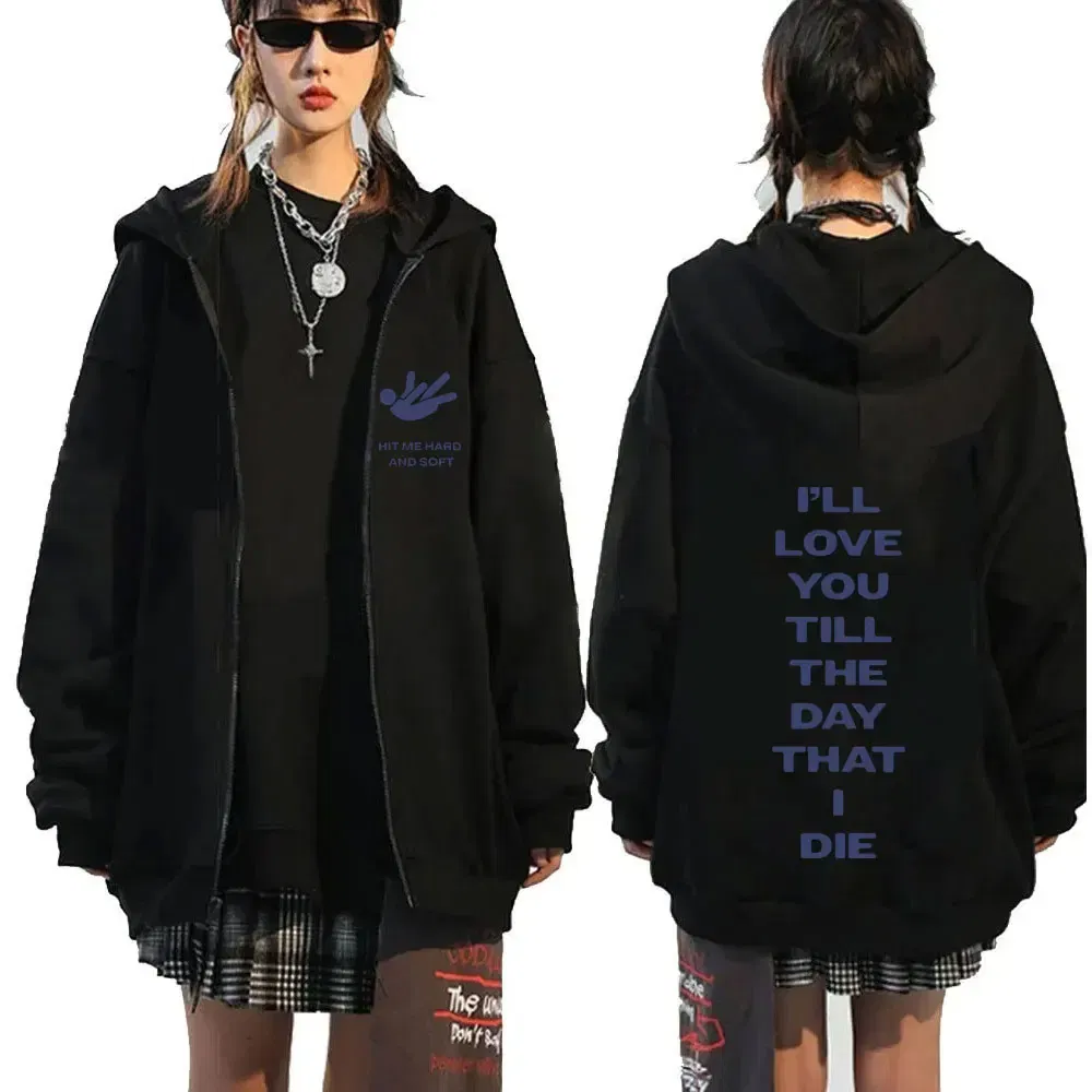 Color: green, Size: XXXL - Hit Me Hard and Soft 2025 Tour Zipper Hoodies Men Women Harajuku Pullovers Fashion Hip Hop Zip Up Sweatshirts Jackets Fans Gift