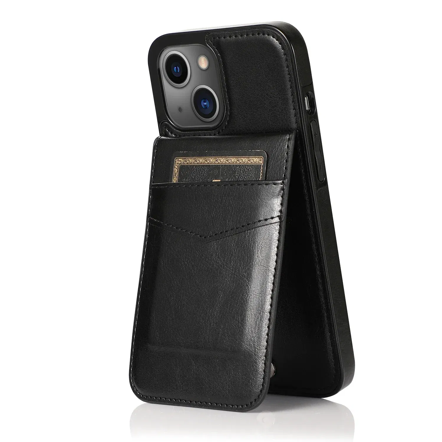 Color: Blue, Material: EVA - Faux Leather Wallet Kickstand Phone Case for IPhone 13 12 Mini 16E 16 15 14 11 Pro Max X XR XS 7 8 Plus Case with Credit Card