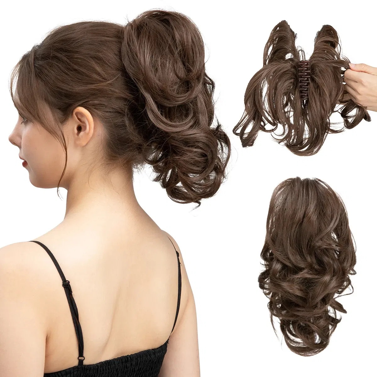 Color: T27/30/4, Bulk Buy: 1pc - SARLA Synthetic Diy Claw Clip In Ponytail Extensions Hairpiece Hair Bun Fake Black Blonde Natural Hair False Pigtail for Women