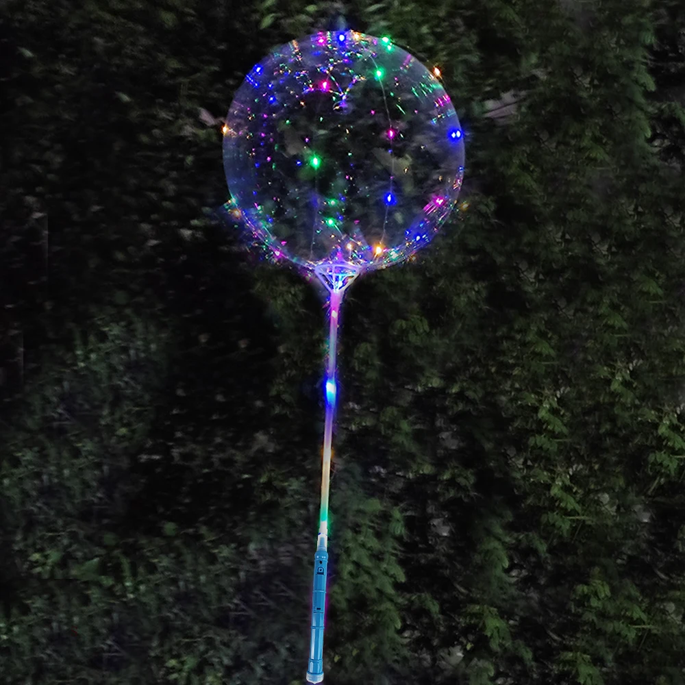 Color: Ruby, Ballon Size: 10inch, Shape: X - 1/5/10/20/30pcs LED Light Up BoBo Balloons Colorful 3 Levels Flashing Handle 20 Inches Bubble Balloon 70cm Stick