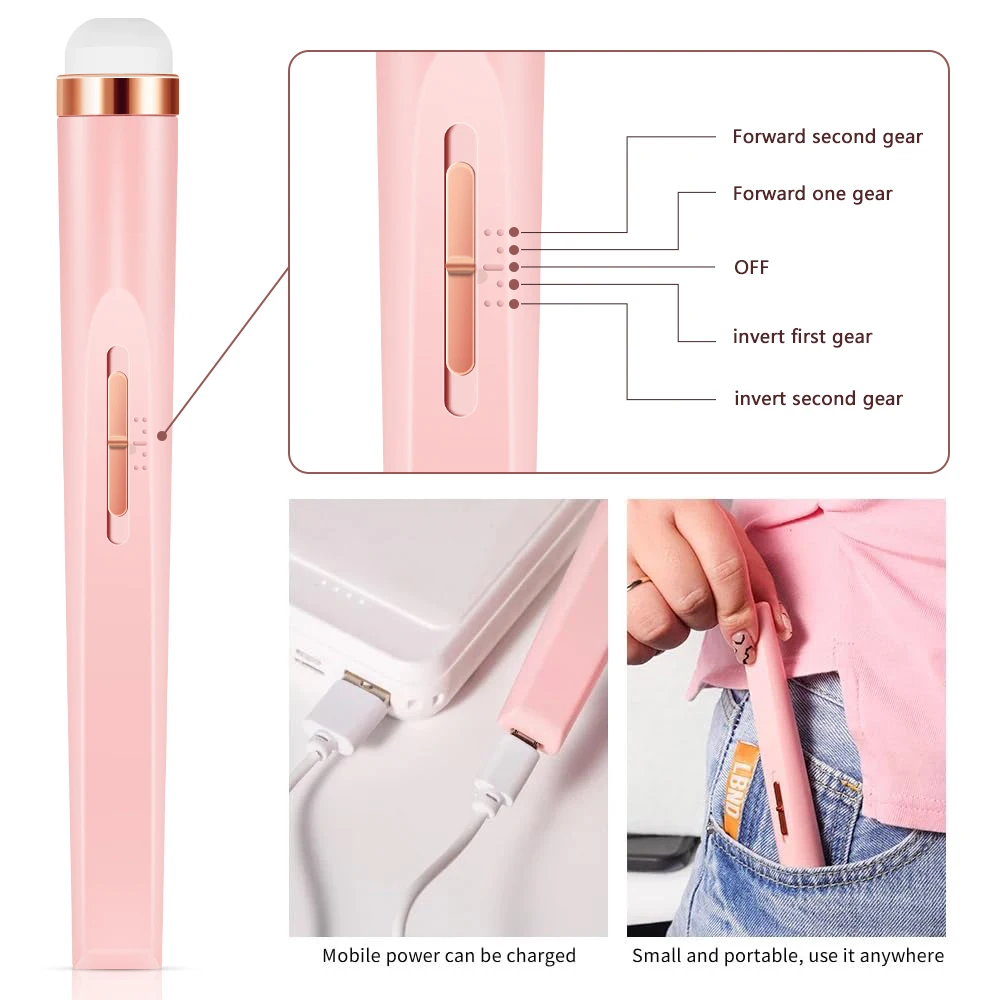 Color: WHITE - YIKOOLIN Portable Manicure Set with 4 Speeds Professional Manicure and Pedicure Tools Exfoliation and Polishing for Nail Salon