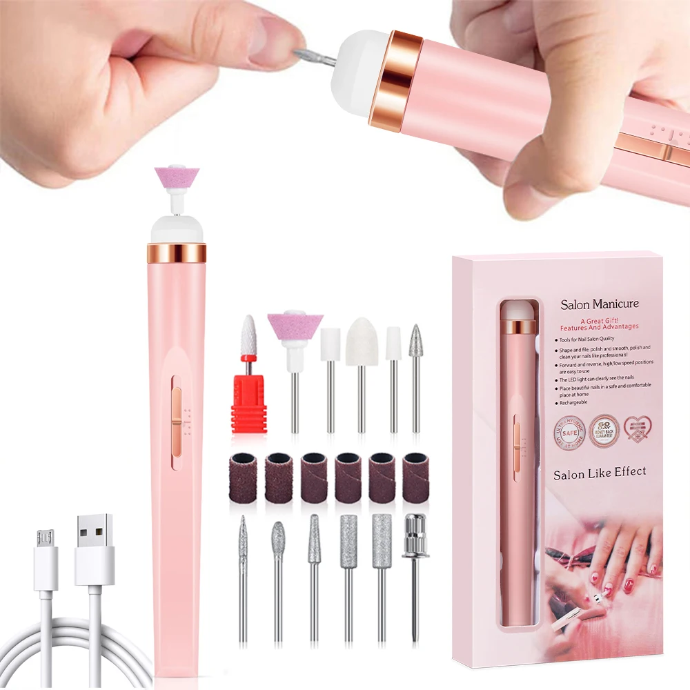 Color: WHITE - YIKOOLIN Portable Manicure Set with 4 Speeds Professional Manicure and Pedicure Tools Exfoliation and Polishing for Nail Salon