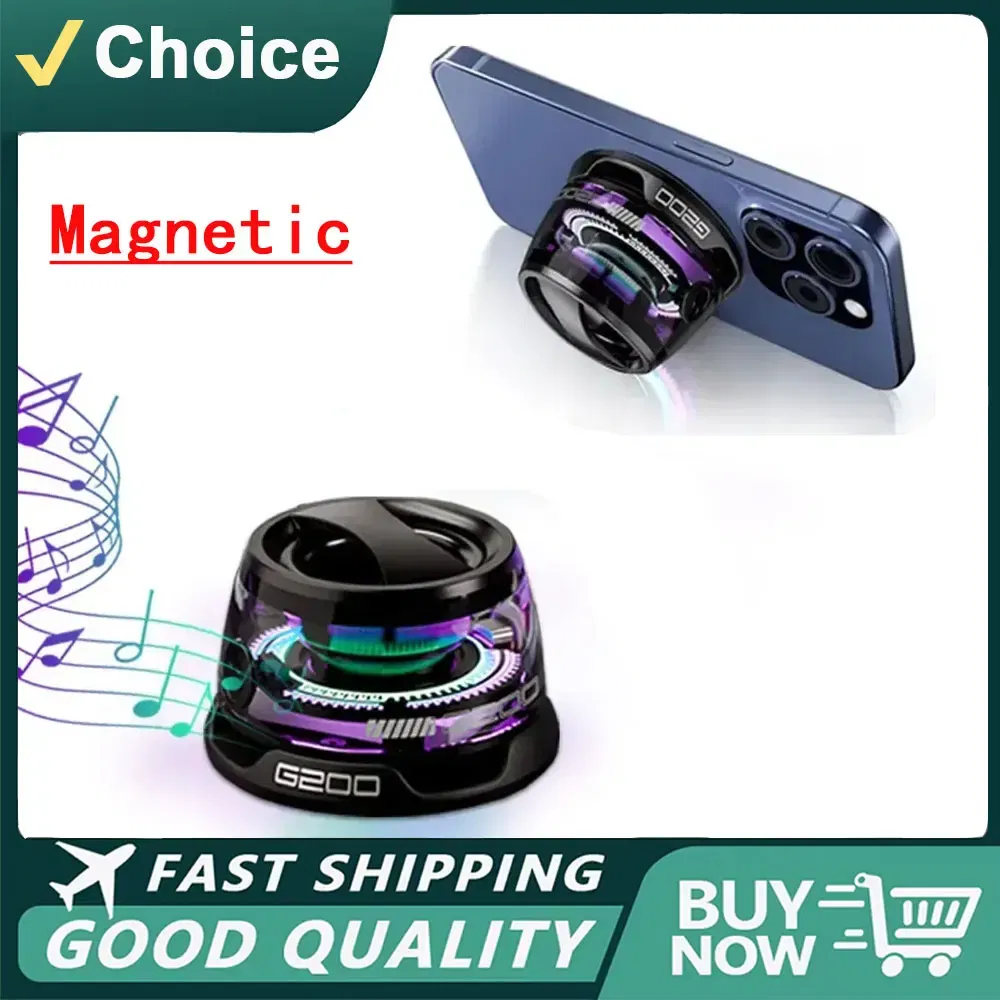 Color: Brown, Ships From: CHINA - Portable Bluetooth Speaker G200 RGB Lighting Magnetic Speaker BT5.3 Mini Sound Box 7 Hours Playback Phone Holder