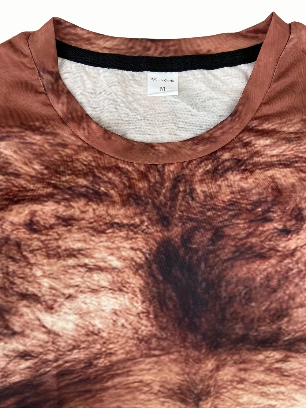 Color: Beige, Size: 5XL - Men's 3D Belly Print T-Shirt Crew Neck Short Sleeve Regular Version Four Seasons Casual Streetwear Summer Light Fashion Top