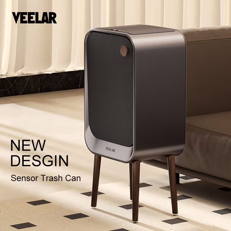VEELAR Novel Design Induction Smart Trash Can – High-End High-Quality 430 Stainless Steel Trash Can