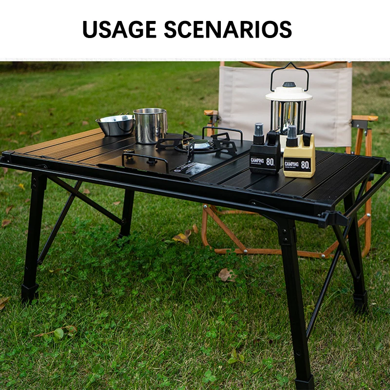 Color: LIGHT GRAY, Ships From: CHINA - Multi-Functional IGT Table Camping Stove Table Extendable Wood Desktop Table Outdoor Cooking Equipment Foldable Portable