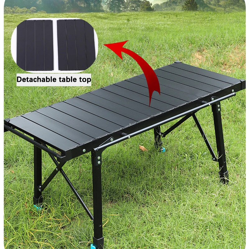 Color: LIGHT GRAY, Ships From: CHINA - Multi-Functional IGT Table Camping Stove Table Extendable Wood Desktop Table Outdoor Cooking Equipment Foldable Portable