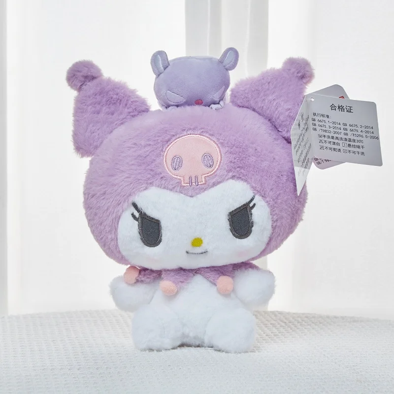 Color: green - 20-25cm Genuine Sanrio characters My Melody Kuromi Cinnamoroll Kt Cat Plush Toy Anime Stuffed Animals Christmas Birthday Gifts