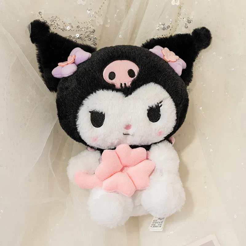 Color: green - 20-25cm Genuine Sanrio characters My Melody Kuromi Cinnamoroll Kt Cat Plush Toy Anime Stuffed Animals Christmas Birthday Gifts