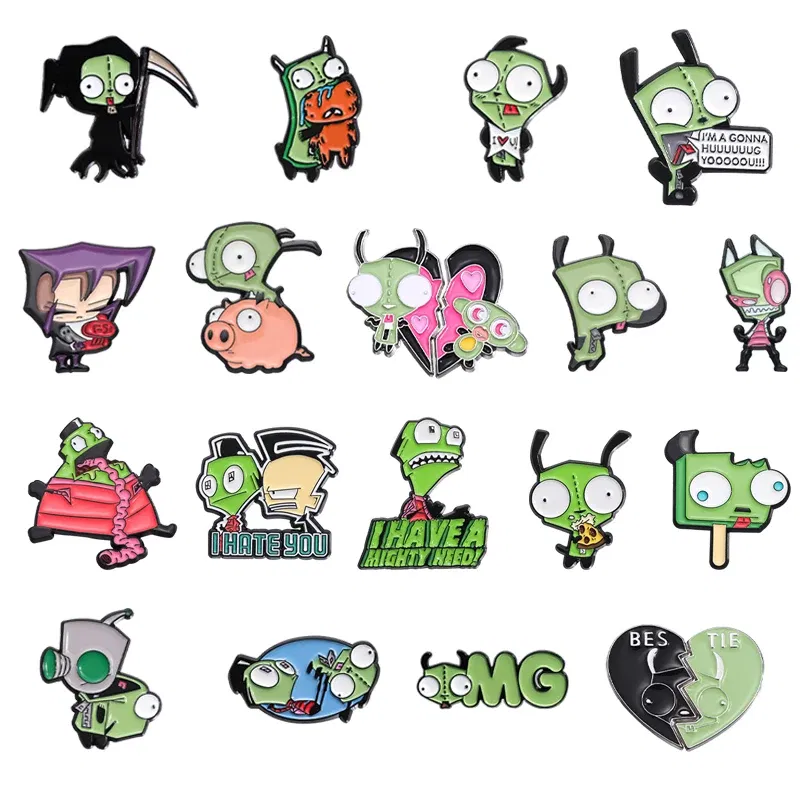 Metal color: Imitation Rhodium Plated - Cartoon Anime Brooch Enamel Pins Custom Metal Animal Badges Lapel Accessories Sweater Women Men Jewelry Gift Friends Wholesale