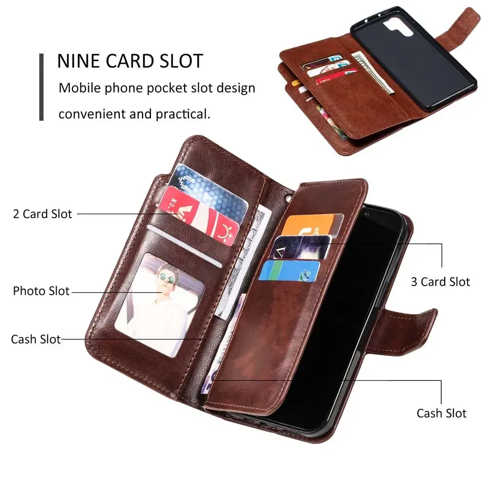 Color: Brown, Material: ABS - Flip Leather Case for Redmi Note 13 12 11 Pro 13C 9 9A 9C Wallet Card Cover For Xiaomi 13T 11T Poco X5 C65 M6 X4 Pro