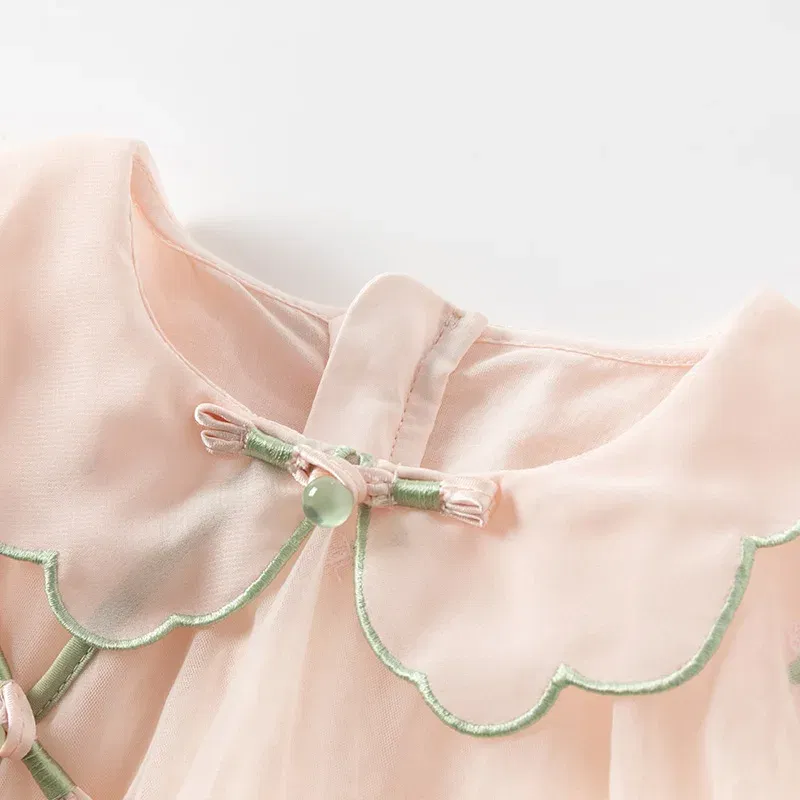 Color: Pink, Kid Size: 15 - Dave Bella 2025 Spring Girl's Dress Elegant Charm Gentle Cute Children's Princess Mesh Dress Fashion Party Outdoor DB1250547