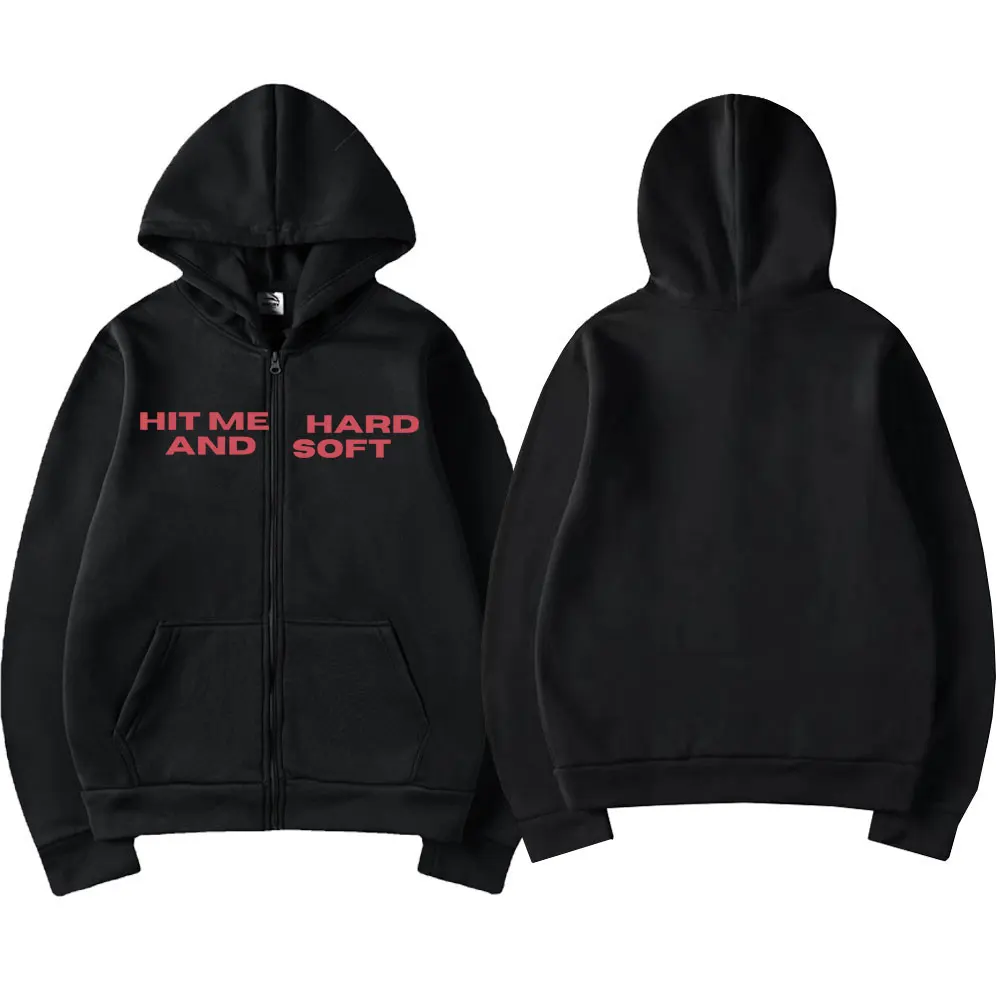 Color: Burgundy, Size: S - Hit Me Hard and Soft 2025 Tour Zipper Hoodies Fans Gift Men Women Clothing Pullovers Fashion Hip Hop Zip Up Sweatshirts Jackets