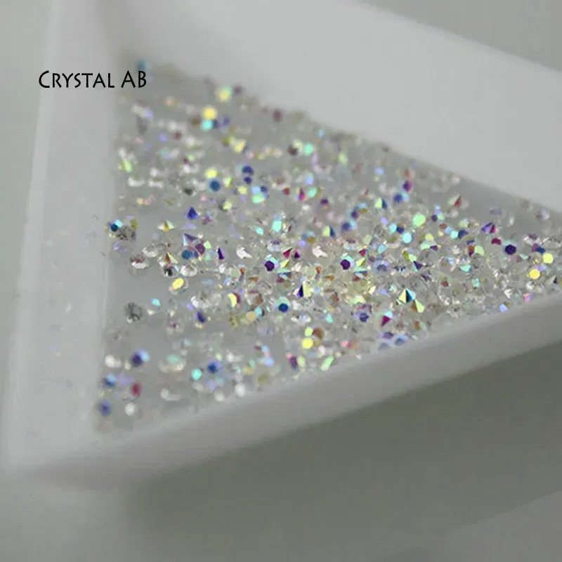 Color: Yellow - 1440pcs Shiny Crystal AB Mini Pixie Nail Rhinestones Glitter 3D Micro Diamonds for Nails Art DIY Accessories