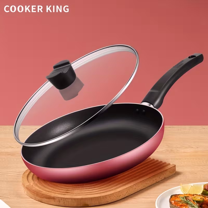 COOKER KING® 1pc Non-Stick Frying Pan – 11-Inch with Glass Lid, Stay-Cool Handle