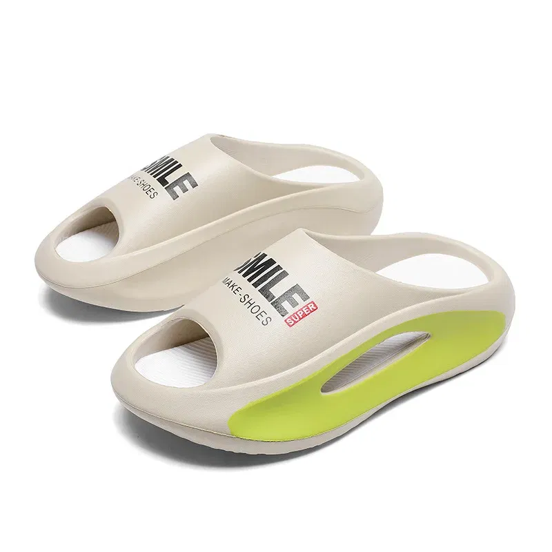 Color: WHITE, Shoe Size: 35.5 - Men's Sandal Slippers New Summer Sneaker Slippers Men Thick Bottom Platform Slides Soft Eva Slippers Casual Beach Shoes