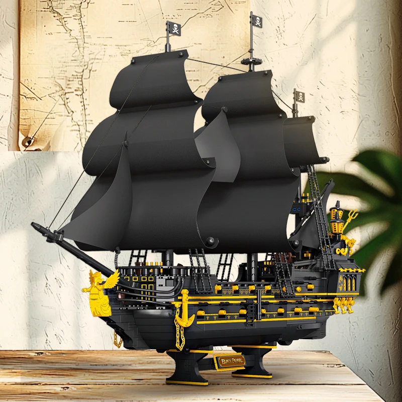 Color: Multicolor - 2076PCS Pirate Ship Building Bricks Assembly MOC Blocks Toys Boat Model Creative Ornament Collection Educational Toys For Gifts