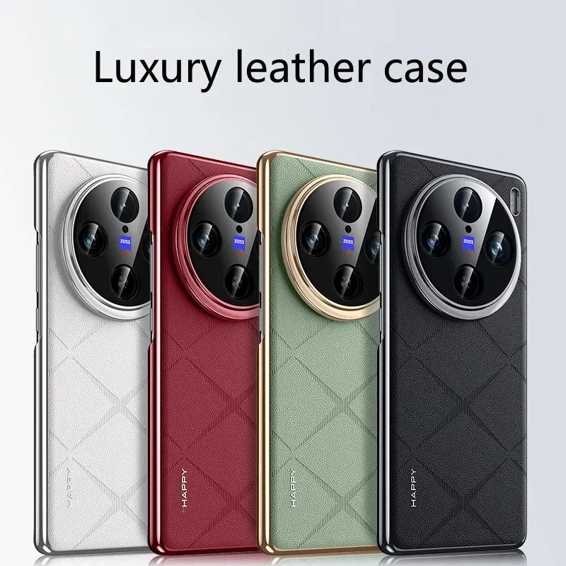 Color: Brown, Material: ABS - Case For VIVO X100 Ultra Case Luxury Leather Back Cover For Vivo X100Ultra 5G Stylish Electroplate Camera Protect Shell Bumper