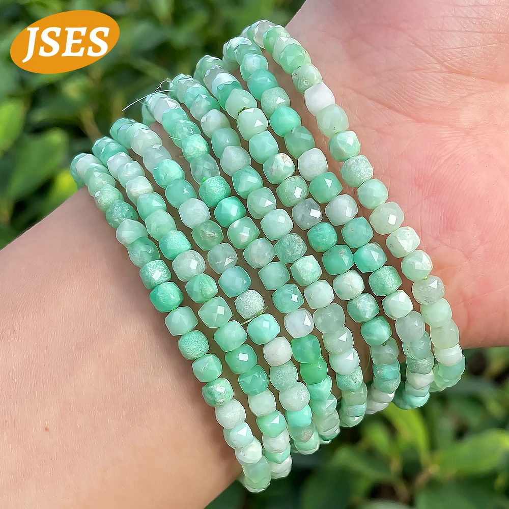 Color: green, Item Diameter: 5mm, Ships From: CHINA - A++ Natural Australia Chrysoprase Gradient Color Faceted Cube Beads for Jewelry Making Stone Bracelet Beads DIY Gift Accessories