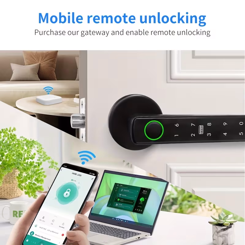 YFK® Smart Lock Compatible for Alexa & Home – Fingerprint Door Lock with App, IC Card Entry, Key Backup & Power Backup