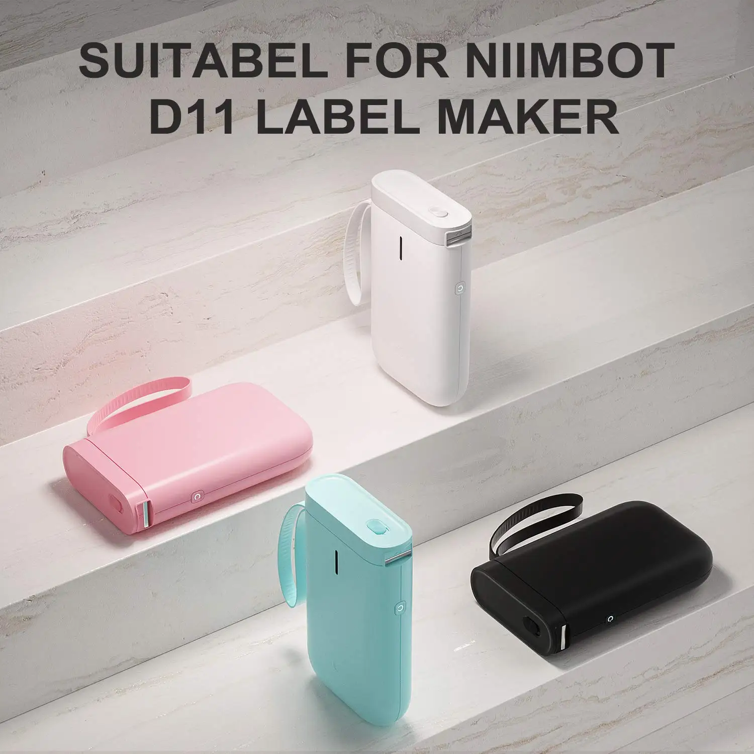 Color: BK - NIIMBOT Sticker Self-adhesive Label Thermal Papers for D11 D101 D110 Mini Printer White Colorful Waterproof Cable Tape Rolls