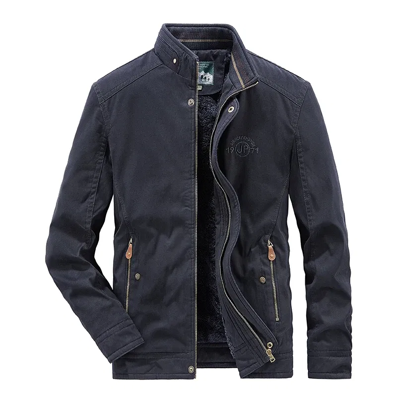Color: Navy Blue, Size: L - Men Zipper Fleece Jackets Military Waterproof Windproof Cargo Jacket Outdoor Multi-pockets Tactical Climb Fishing Cycling Jacket