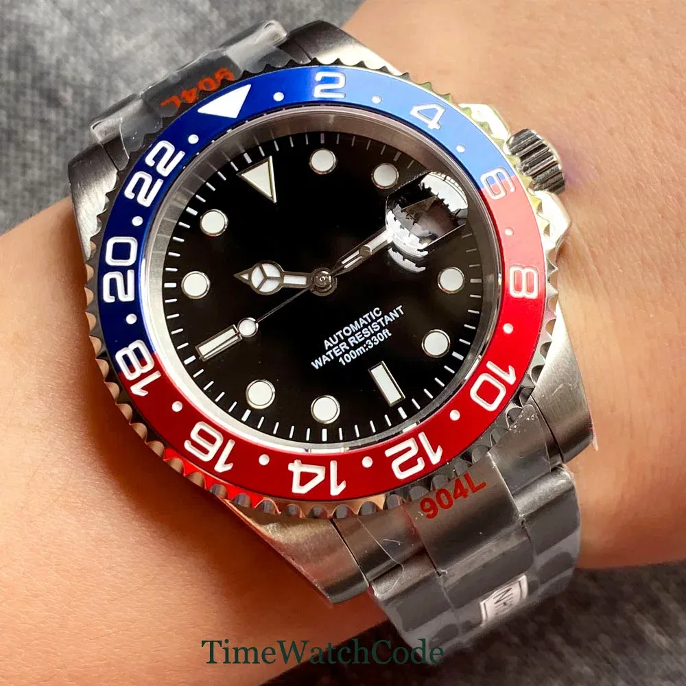 Color: Pink, Size: Option 1 - Sterile Men's Watch 40mm Genuine NH35 Automatic Movement 10ATM Water Resist Sapphire Glass Black Dial Date 316L Oyster Bracelet