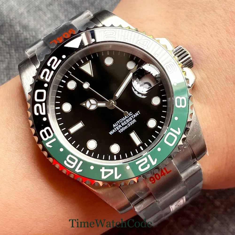 Color: Pink, Size: Option 1 - Sterile Men's Watch 40mm Genuine NH35 Automatic Movement 10ATM Water Resist Sapphire Glass Black Dial Date 316L Oyster Bracelet