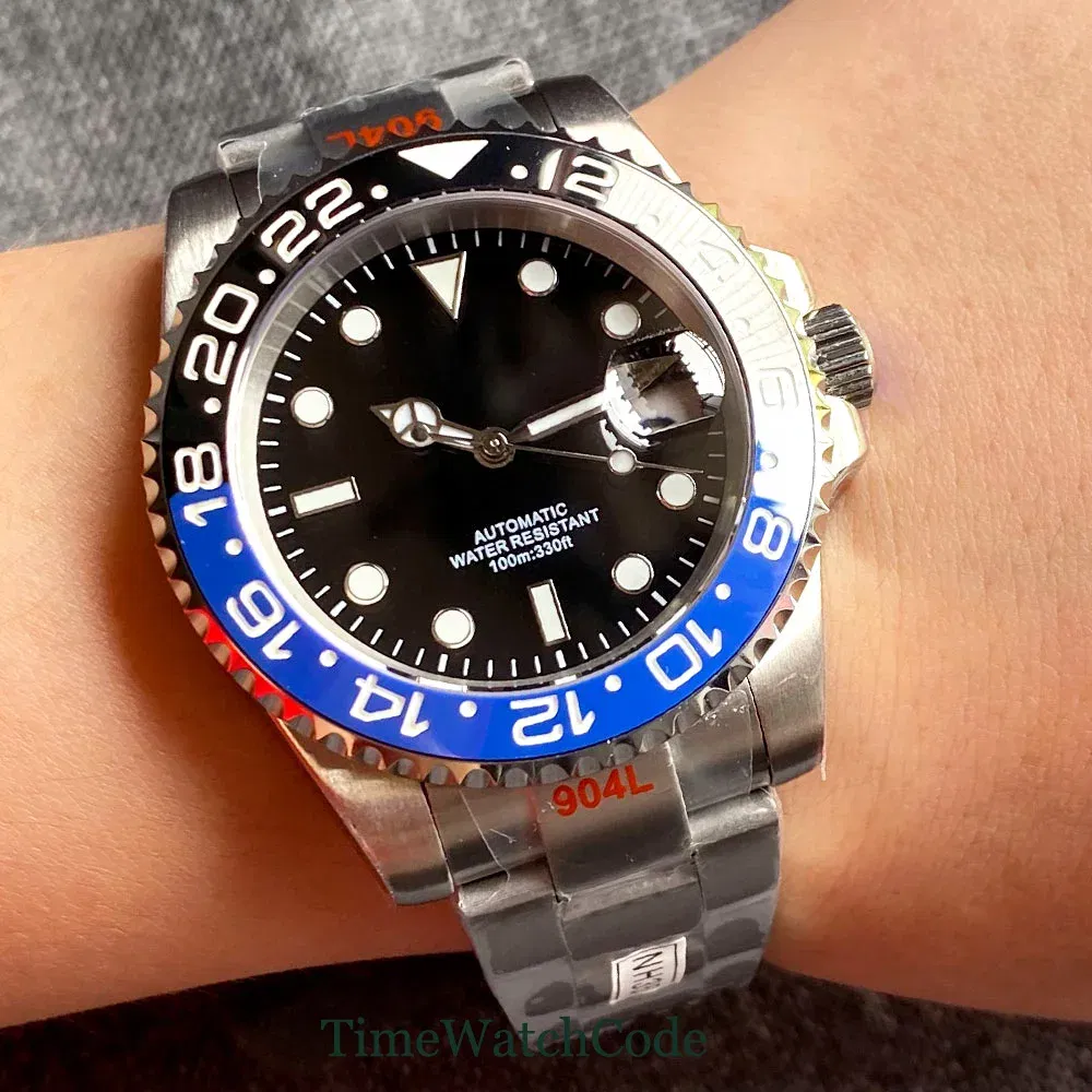 Color: Pink, Size: Option 1 - Sterile Men's Watch 40mm Genuine NH35 Automatic Movement 10ATM Water Resist Sapphire Glass Black Dial Date 316L Oyster Bracelet