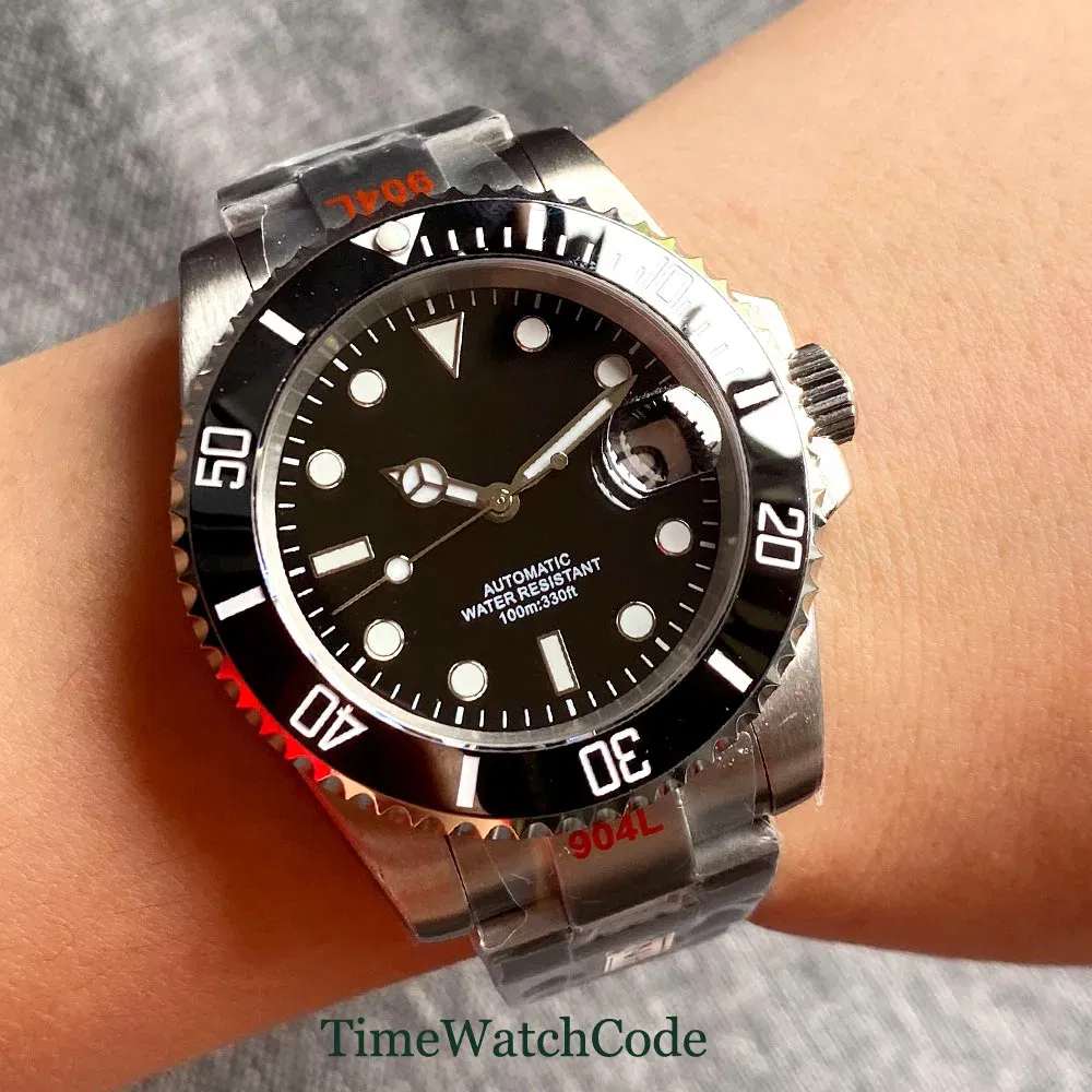 Color: Pink, Size: Option 1 - Sterile Men's Watch 40mm Genuine NH35 Automatic Movement 10ATM Water Resist Sapphire Glass Black Dial Date 316L Oyster Bracelet