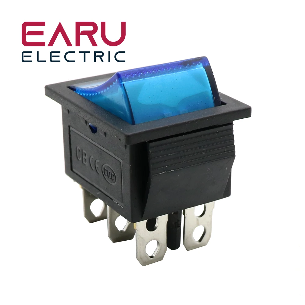 Color: Yellow - Latching Rocker Switch Power Switch I/O 4 Pins With Light 16A 250VAC 20A 125VAC KCD4 DPST Red Yellow Green Blue Black Boat