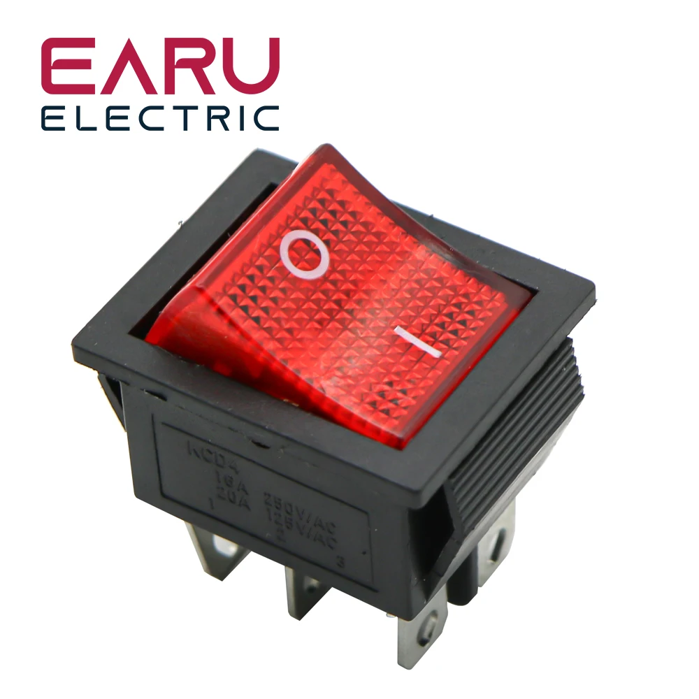 Color: Yellow - Latching Rocker Switch Power Switch I/O 4 Pins With Light 16A 250VAC 20A 125VAC KCD4 DPST Red Yellow Green Blue Black Boat