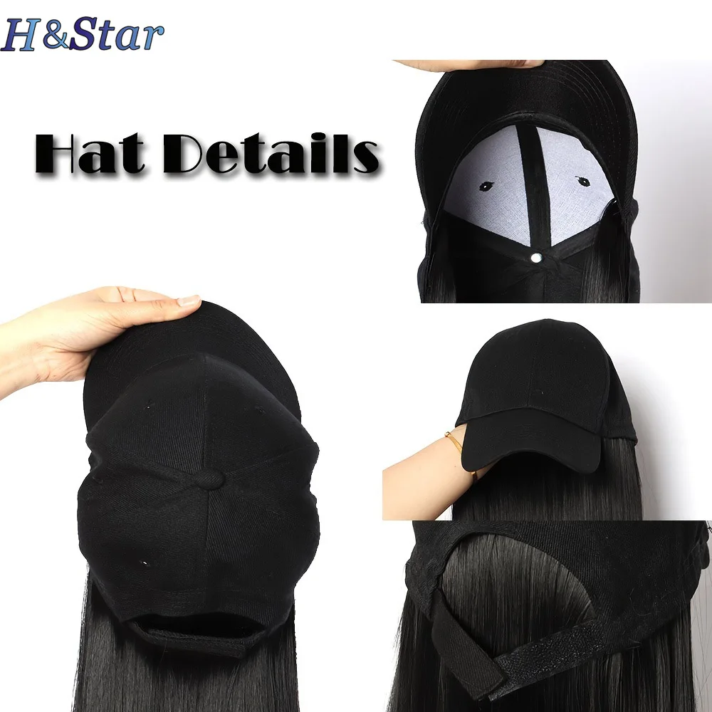 Color: Dark Khaki - H&STAR Synthetic Short Straight Wig Heat Resistant Fiber Stylish Girls' Baseball Hat Wig with Natural  Hair Peaked Cap