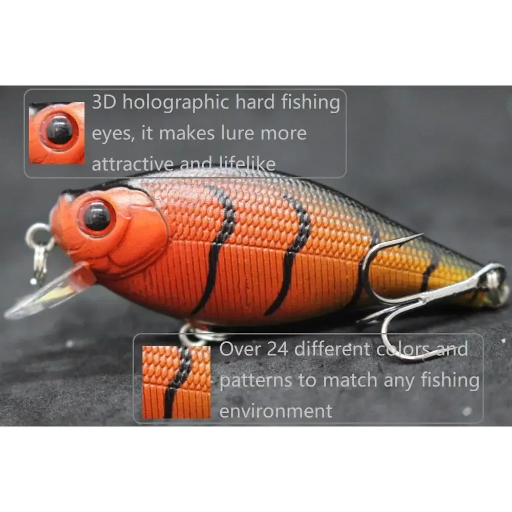 Color: Dark green - wLure Crankbait Fishing Lure 6.5cm 7.4g Flat Body Wide Wobbler Musky Bait Floating Tank Tested Hard Bait Variant Colors C547