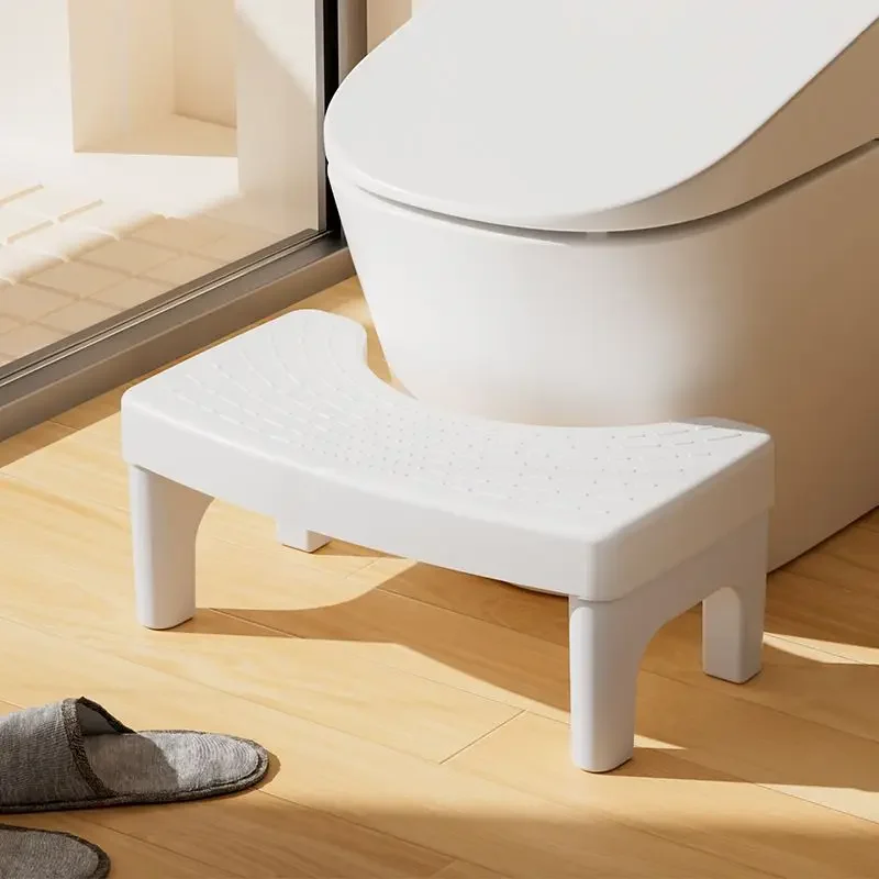 Color: WHITE - Anti-slip Toilet Stool Squatty Potty Toilet Footstool Cadeiras Bathroom Tools for Pregnant Woman Children Adult Men Old People