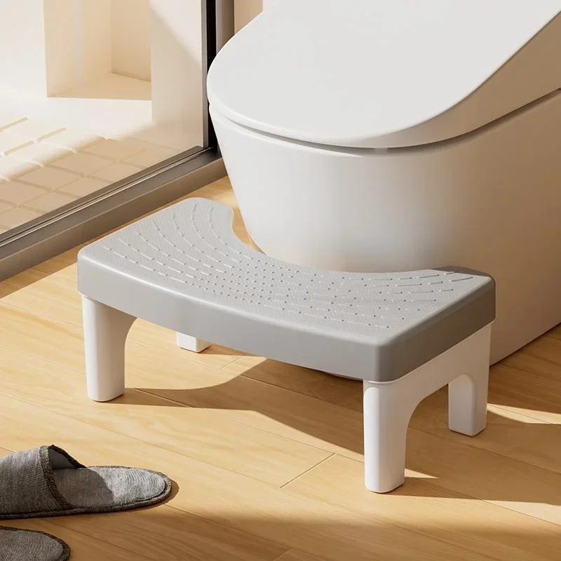Color: WHITE - Anti-slip Toilet Stool Squatty Potty Toilet Footstool Cadeiras Bathroom Tools for Pregnant Woman Children Adult Men Old People