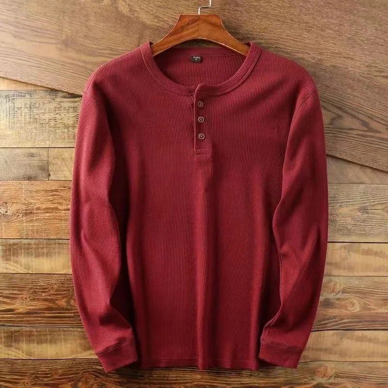 Color: Navy Blue, Size: S, Ships From: CHINA - Slim Fit Mens Basic Tee Casual Tshirts Henley Waffle Long Sleeve Shirts Thermal Solid Half Button Breathable 100% Cotton Shirts