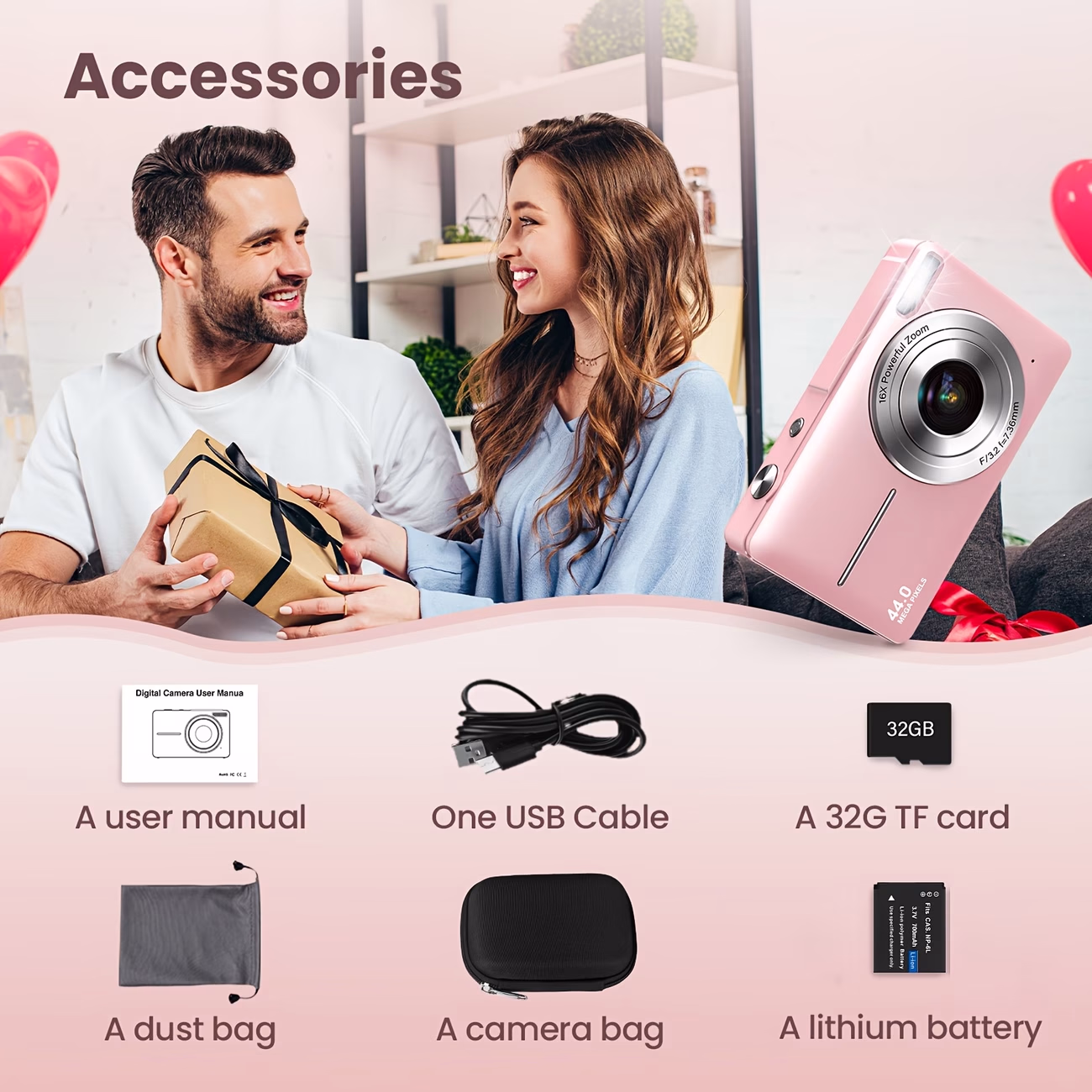 STUOGYUM® Mini Camera Retro Mini Camera – 1080P HD Video Recorder Digital Camera with 44MP Resolution and 16X Digital Zoom