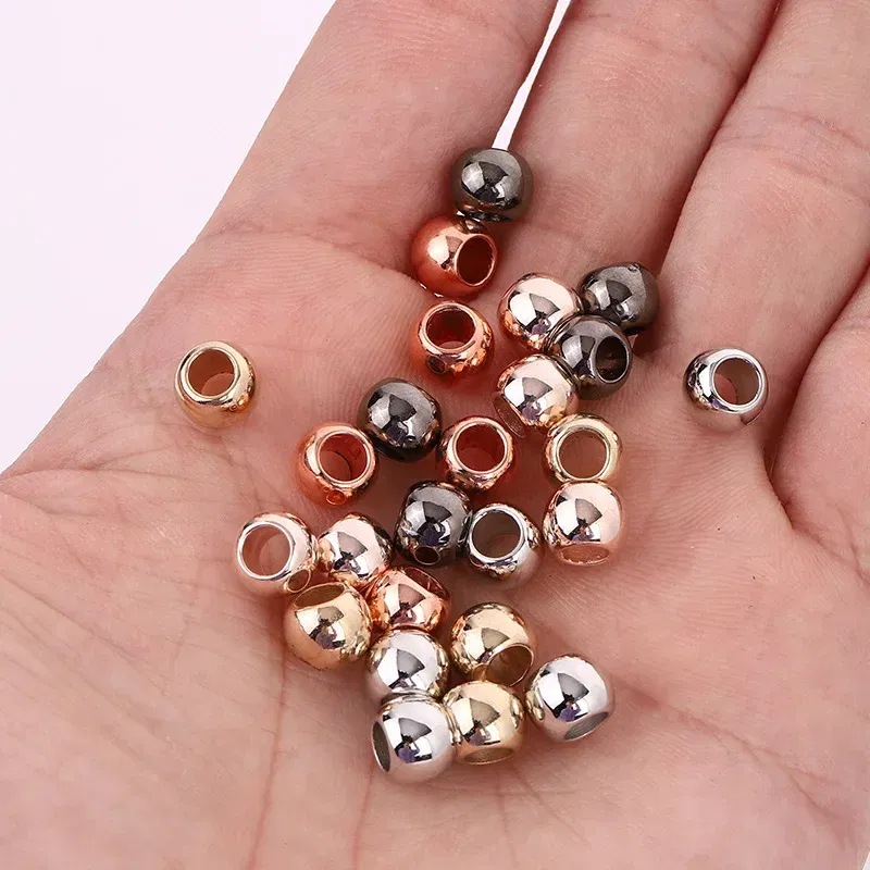 Color: Light Grey - 50pcs 8mm Gold Silver Hair Braids Beads Glossy Hair Dreadlocks Hair Ring Braid Dread Dreadlock Beads Cuffs Clips Styling Tools