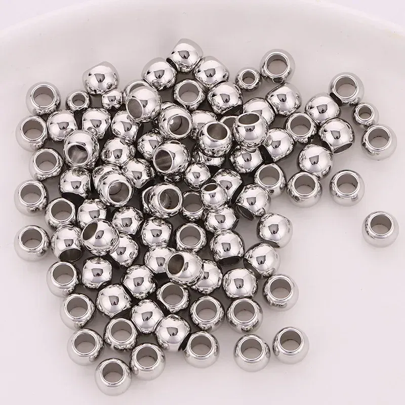 Color: Light Grey - 50pcs 8mm Gold Silver Hair Braids Beads Glossy Hair Dreadlocks Hair Ring Braid Dread Dreadlock Beads Cuffs Clips Styling Tools